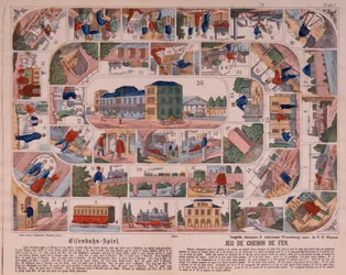 Steam Train Game, Pictorial Broadsheet Published by Ackermann, Wissembourg